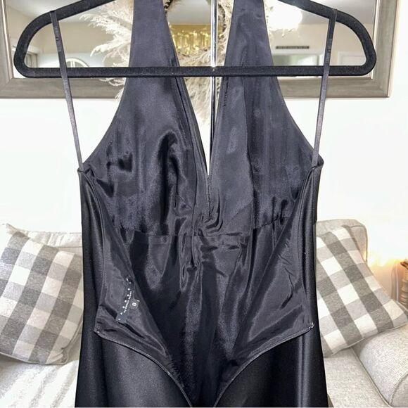 Laundry by Shelli Segal Black Sleek Halter Gown Size 8 90s Y2K Retro Classic - Picture 12 of 14